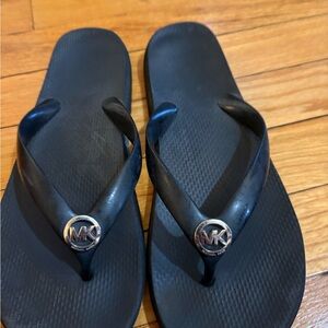 Michael Kors Black Sandals with Silver Logo